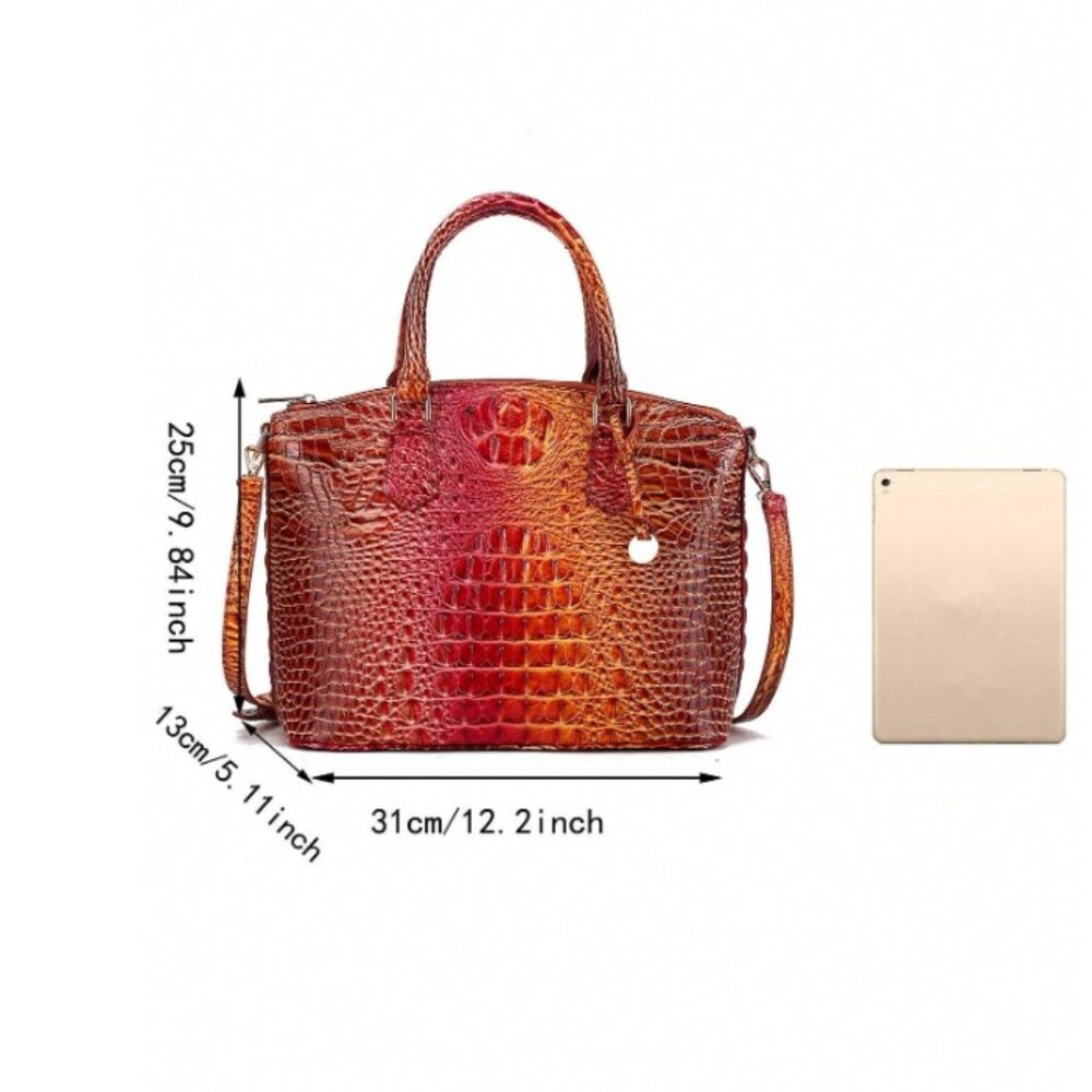 Stunning Gradient Crocodile Pattern Handbag Crossbody Purse for Women - Picture 6 of 6